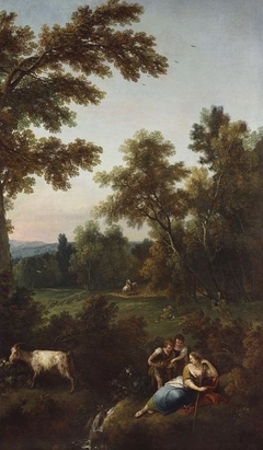Landscape with Two Young Children offering Fruit to a Woman by Francesco Zuccarelli