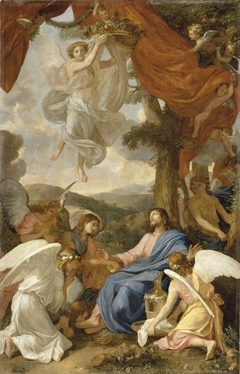 Le Christ au désert servi par les anges by Charles Le Brun