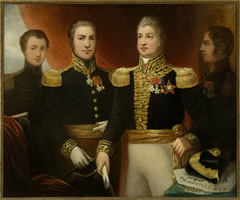 Le général Léopold Hugo avec deux de ses frères et son fils Abel en uniforme de la Restauration by Julie Hugo