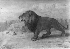 Leeuw in de woestijn by Louis Bombled