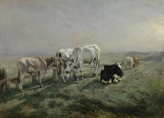 Meadow with cows by Alfred Verwee