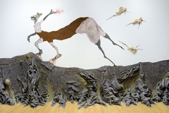 Once upon a time she said, I'm not afraid and her enemies began to fear her The End by Wangechi Mutu