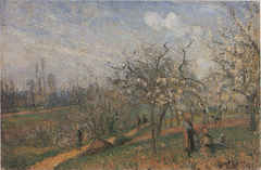 Orchard in Blossom by Camille Pissarro