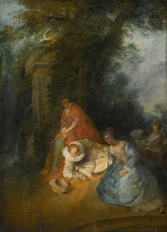 Pierrot with Three Women in a Park by Nicolas Lancret