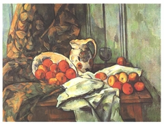 Pommes et broc sur une table by Paul Cézanne
