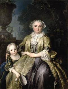Portrait of a Lady, called Madame Mirey, and Her Daughter by Louis Tocqué