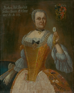 Portrait of Barbora Horváthová-Stančičová with a Watch by Slovenský maliar z 1 polovice 18 storočia