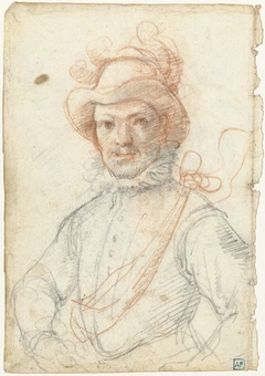 Portret van een krijgsman, met gepluimde hoed by Federico Zuccaro