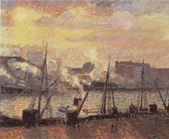 Quai de la Bourse à Rouen, soleil couchant by Camille Pissarro