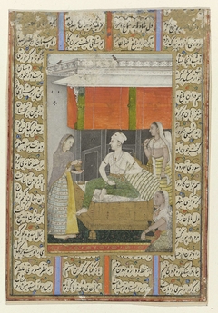 Raga, een man zittend op een bank wordt omringd door drie vrouwen by Unknown Artist