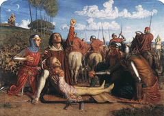 Rienzi vowing to obtain justice for the death of his young brother, slain in a skirmish between the Colonna and the Orsini factions by William Holman Hunt