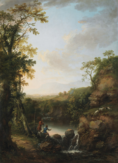 River Landscape with Fisherman by George Mullins