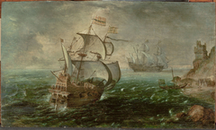 Sail boats on the sea by Cornelis Claesz van Wieringen