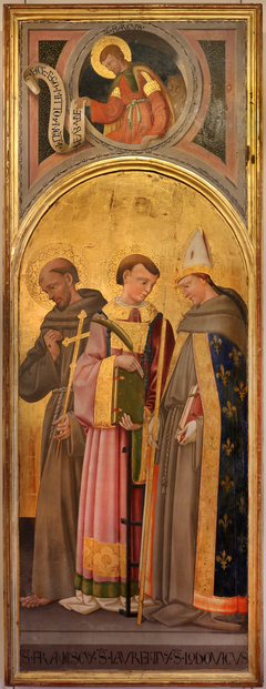 Saint Louis de Toulouse, saint Laurent, saint François (au-dessus : Saint Marc) by Neri di Bicci