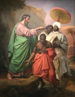 Saint Philippe baptisant l'eunuque de la reine d'Éthiopie sur le chemin de Jérusalem à Gaza by Abel de Pujol