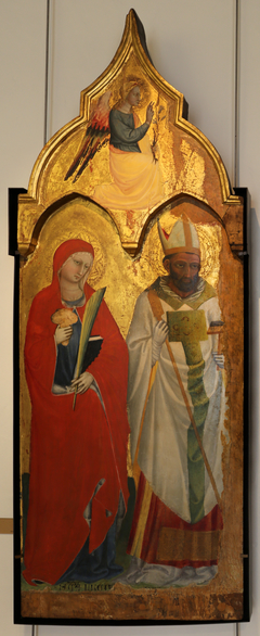 Sainte Lucie et saint Blaise / au-dessus, Ange de l'Annonciation by Bicci di Lorenzo