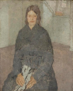Seated Girl Holding a Piece of Sewing - Gwendoline Mary John - ABDAG002836 by Gwen John