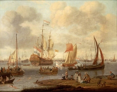 Shipping off Amsterdam by Abraham Storck