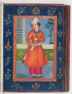 Simpering wine-boy in Qajar dress by Mirza Baba