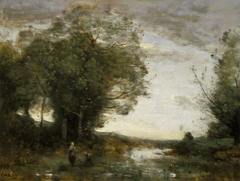 Souvenir of the Environs of La Ferté-sous-Jouarre (Morning) by Jean-Baptiste-Camille Corot
