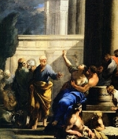 St. Peter Exorcising a Possessed Woman by Sébastien Bourdon