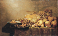 Still life of fruit, butter and cheese
