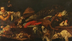 Still Life with a Servant and a Dog by Anonymous
