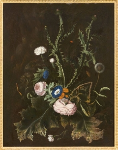 Still life with flowering thistles by Otto Marseus van Schrieck