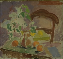 Still Life with Flowers, Fruits and the Back of a Chair by Karl Isakson