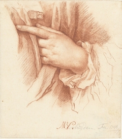 Studie van een linkerhand in draperie by Mattheus Verheyden