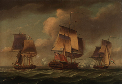 The 'Artois' capturing two Dutch privateers, 3 December 1781 by Robert Dodd