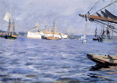 The Battleship Baltimore in Stockholm Harbor by Anders Zorn