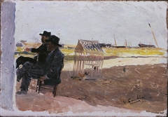 The Beach, Valencia (Two Men Seated) by Joaquín Sorolla