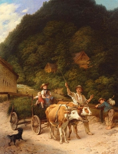 The Bullock-Cart, near Lichtenthal, Baden-Baden by Johann Grund