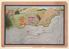 The Demon Marichi Tries to Dissuade Ravana; Illustrated folio from a dispersed Ramayana series by anonymous painter