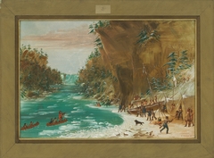 The Expedition Encamped below the Falls of Niagara.  January 20, 1679 by George Catlin