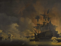 The fire on the Wharves of Algiers, shortly after the commencement of the Bombardment by the Anglo-Dutch Fleet, 27 August 1816