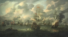 The Four Days' Battle: the burning of HMS Royal Prince, 3 June 1666 by Adriaen van Diest