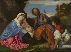 The Holy Family with a Shepherd by Titian