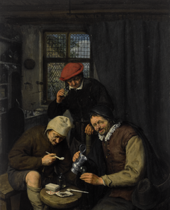 Three Boors drinking and Smoking in the Spirit House by Adriaen van Ostade