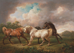 Three Horses in a Stormy Landscape by Charles Towne