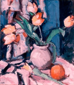 Tulips In A Brown Jar