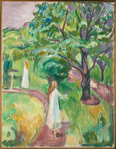 Two Women in White Dresses in the Garden by Edvard Munch