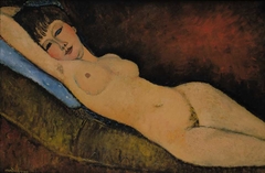 Reclining Nude on Blue Cushion