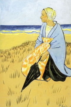 Breton Woman Sitting at the Seashore