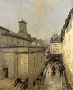 View of the Church of Notre Dame de Lorette and the Rue Fléchier, Paris by Antoine Vollon