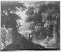 Waldlandschaft mit Abrahamsopfer by Abraham Govaerts