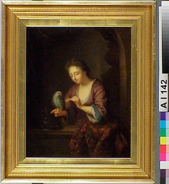 Woman Feeding a Parrot, after Arnold Boonen