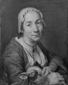 Woman Holding Flax and a Spindle by Christian Seybold