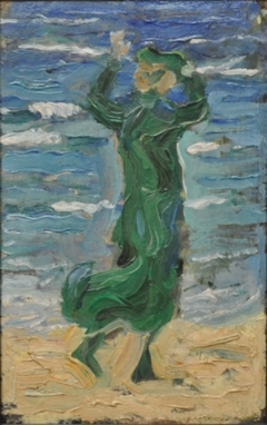 Woman in the Wind by the Sea